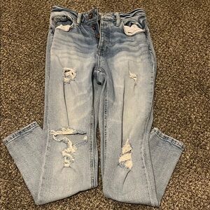 Blue Straight Leg Jeans with Classic Fit